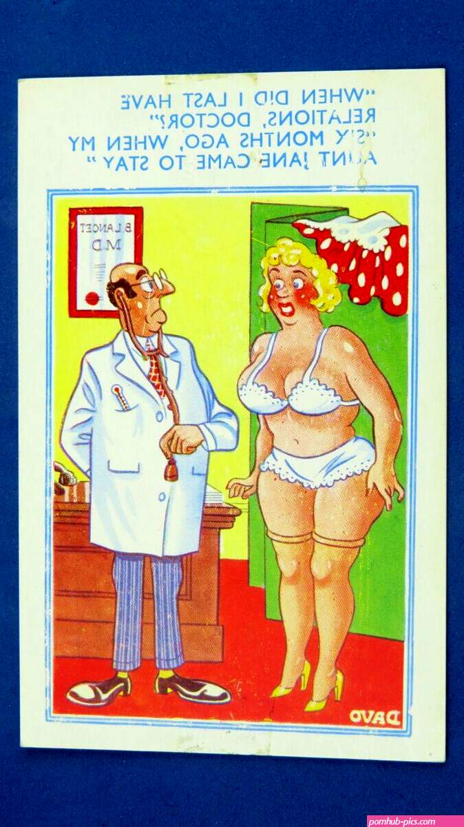 Risque Comic Postcard 1940s Big Boobs Nylons Stockings Knickers BBW Large Lady
