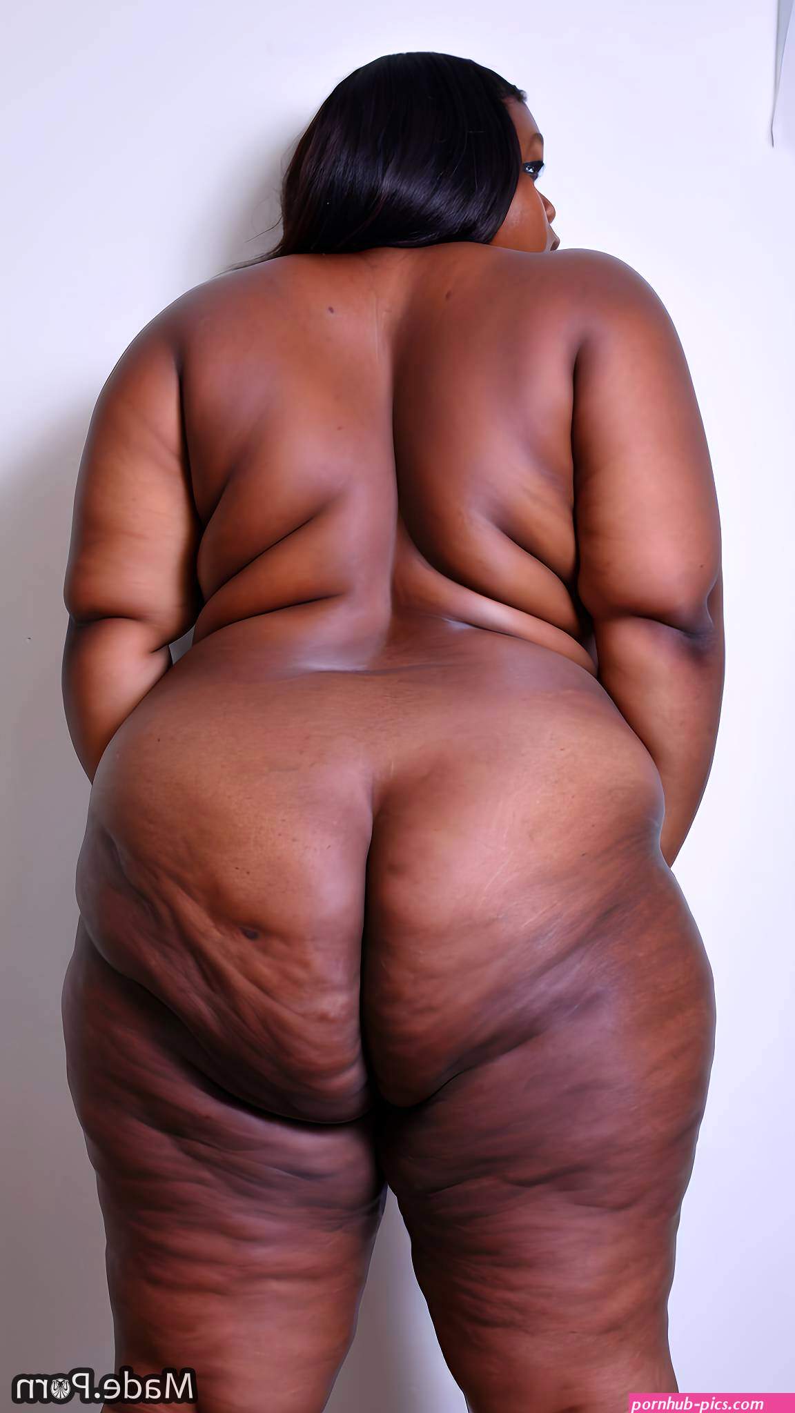 Porn image of bbw hairy gigantic boobs spreading ass fat woman nude created by AI