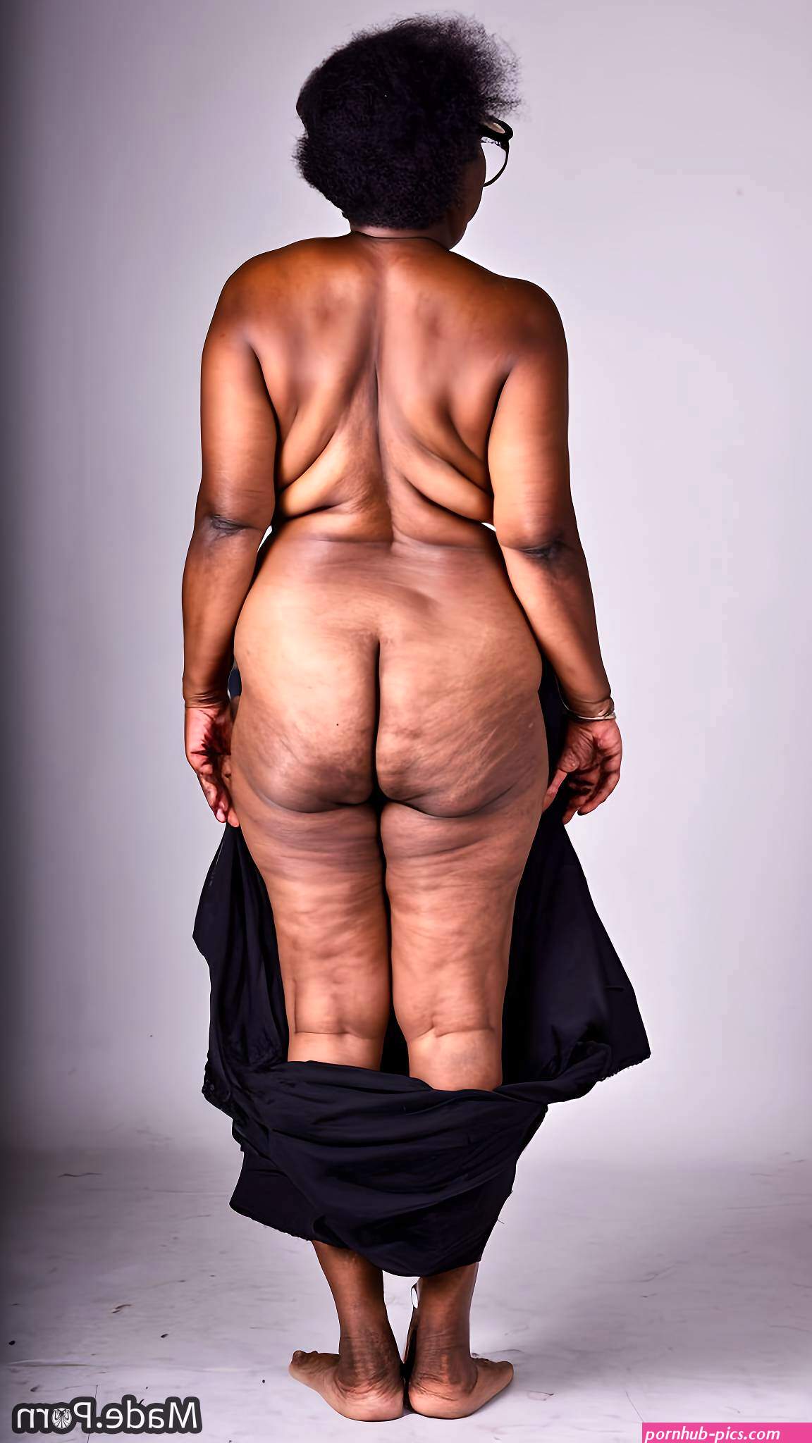 Porn image of big ass gigantic boobs angry woman hairy black hair nude created by AI