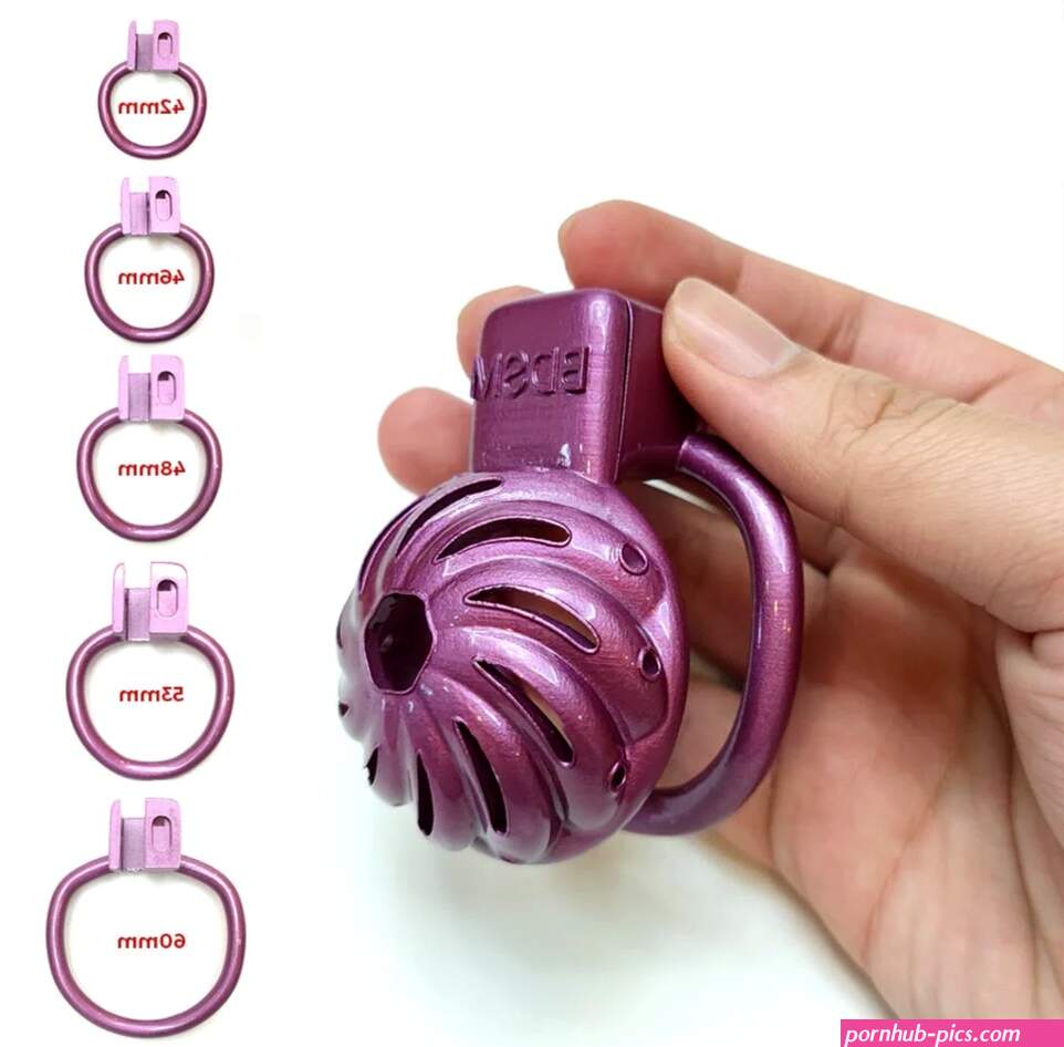 Purple Flower Small Chastity Cage with Lock For Sissy Slave BDSM Play