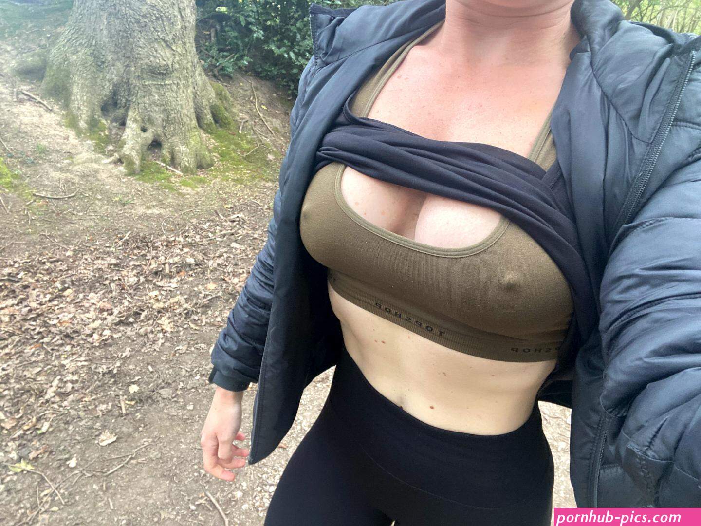 My hard nipples through my sports bra whilst on a walk