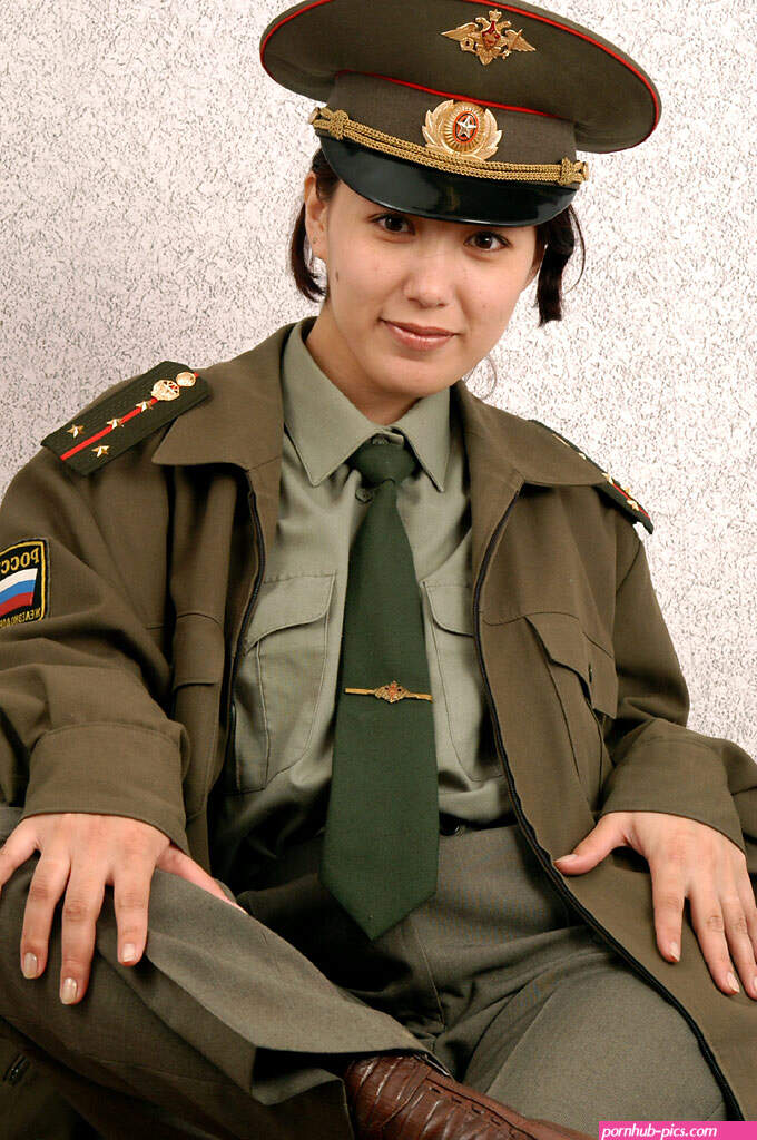 Korean amateur Elena stripping off military uniform to pose nude