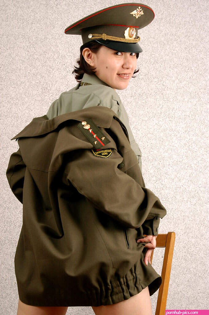 Korean amateur Elena stripping off military uniform to pose nude