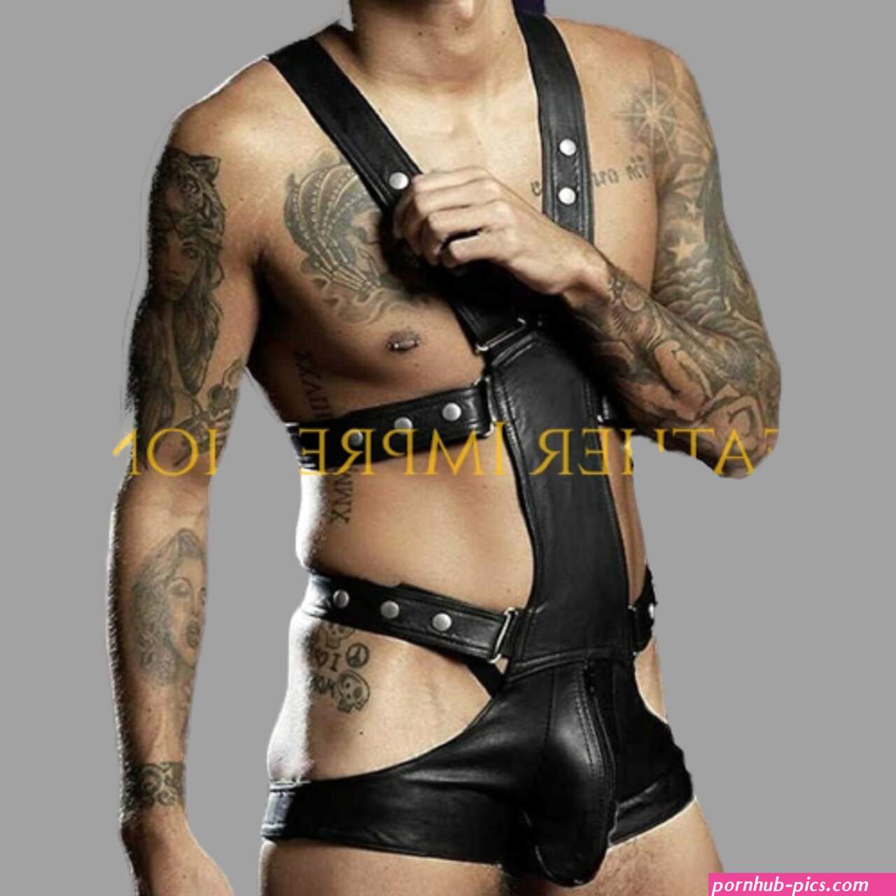 Men Bondage Leather Bodysuit