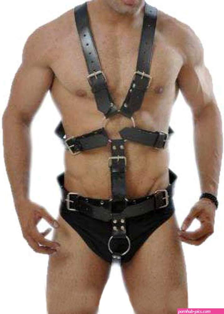 : Mens Real Black Leather Heavy Duty Bondage Male Harness Gay Interest LARP