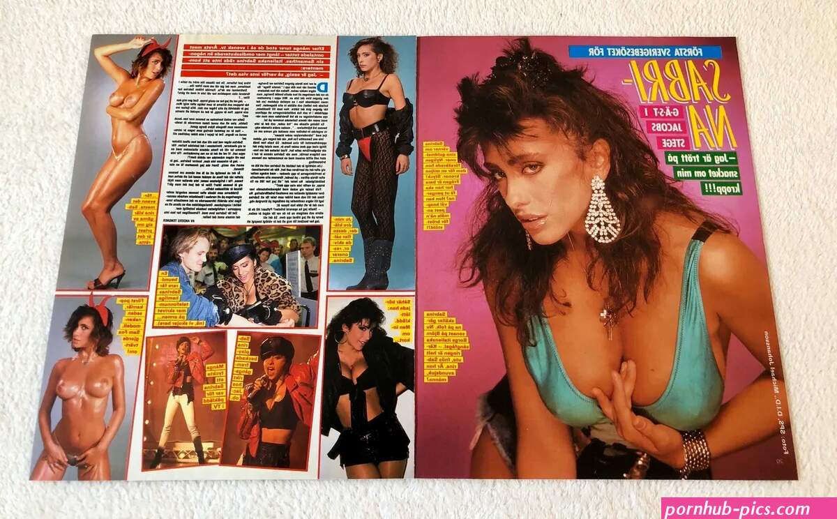 SABRINA SALERNO 1980s Naked Clippings Poster Swedish magazine Okej Vintage