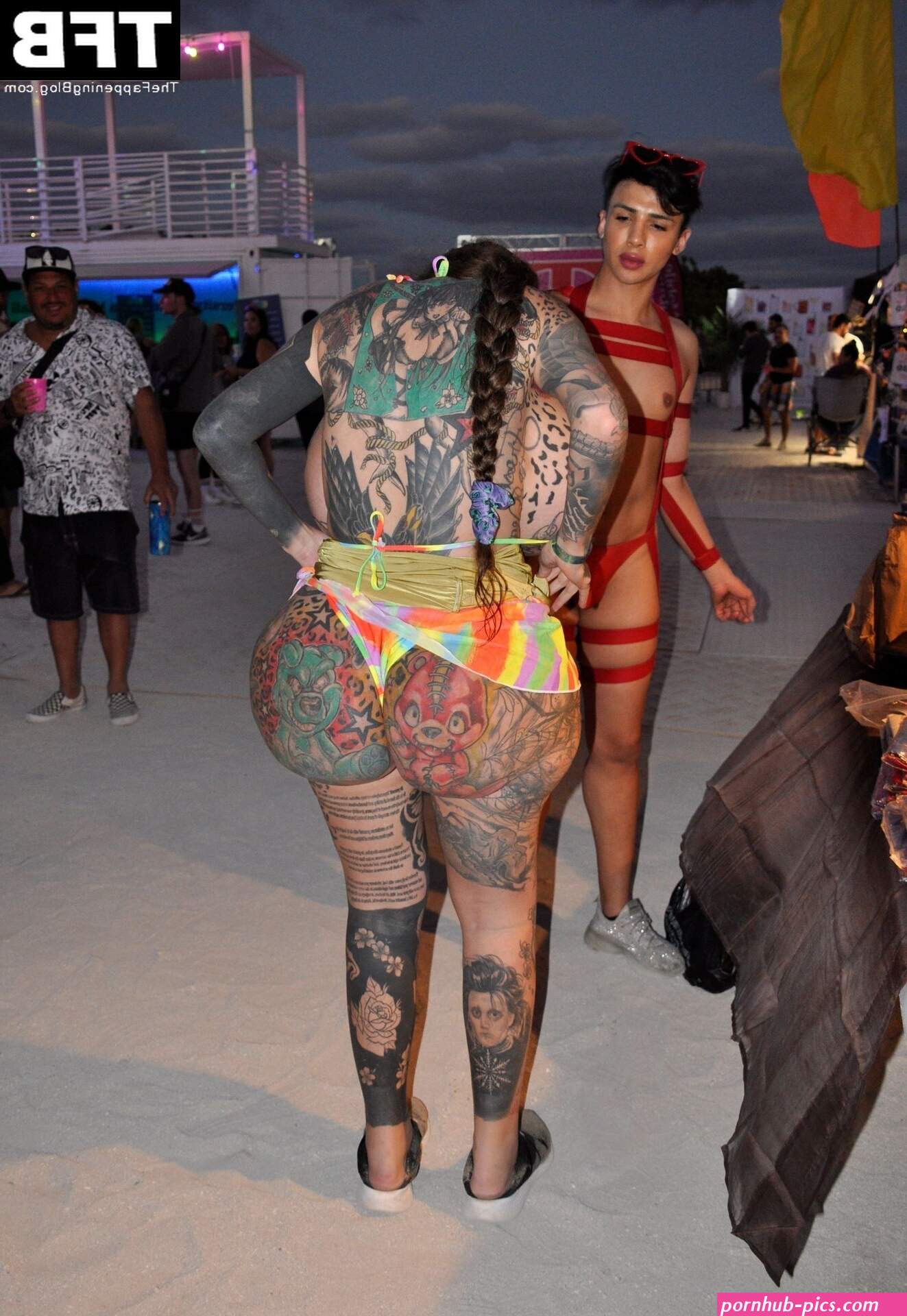 Mary Magdalene Shows Off Her Nude Boobs on the Beach in Miami
