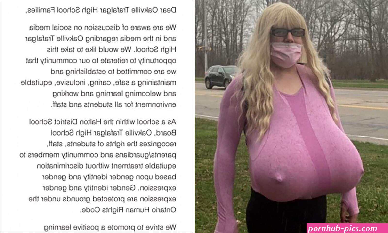 High school defends transgender teacher with large prosthetic breasts