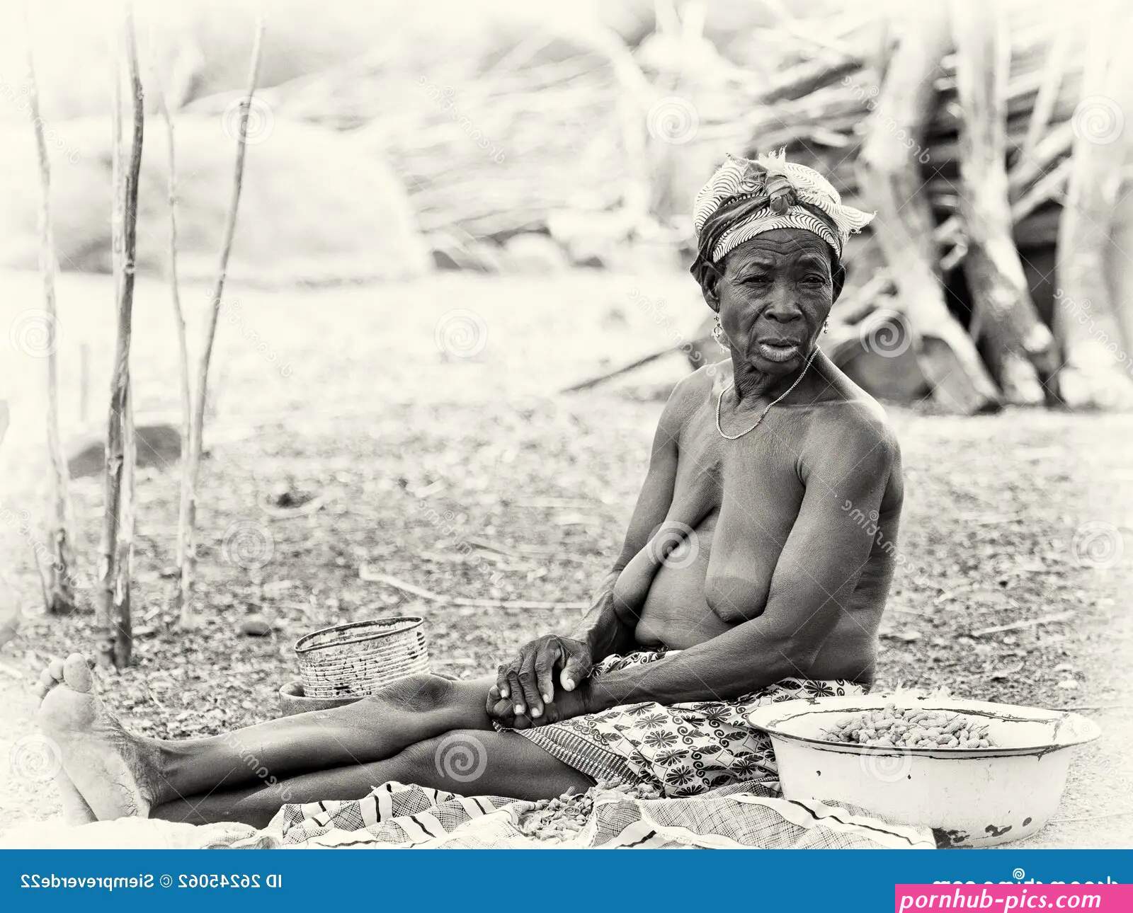 Old Half Naked Woman from Ghana Editorial Photography
