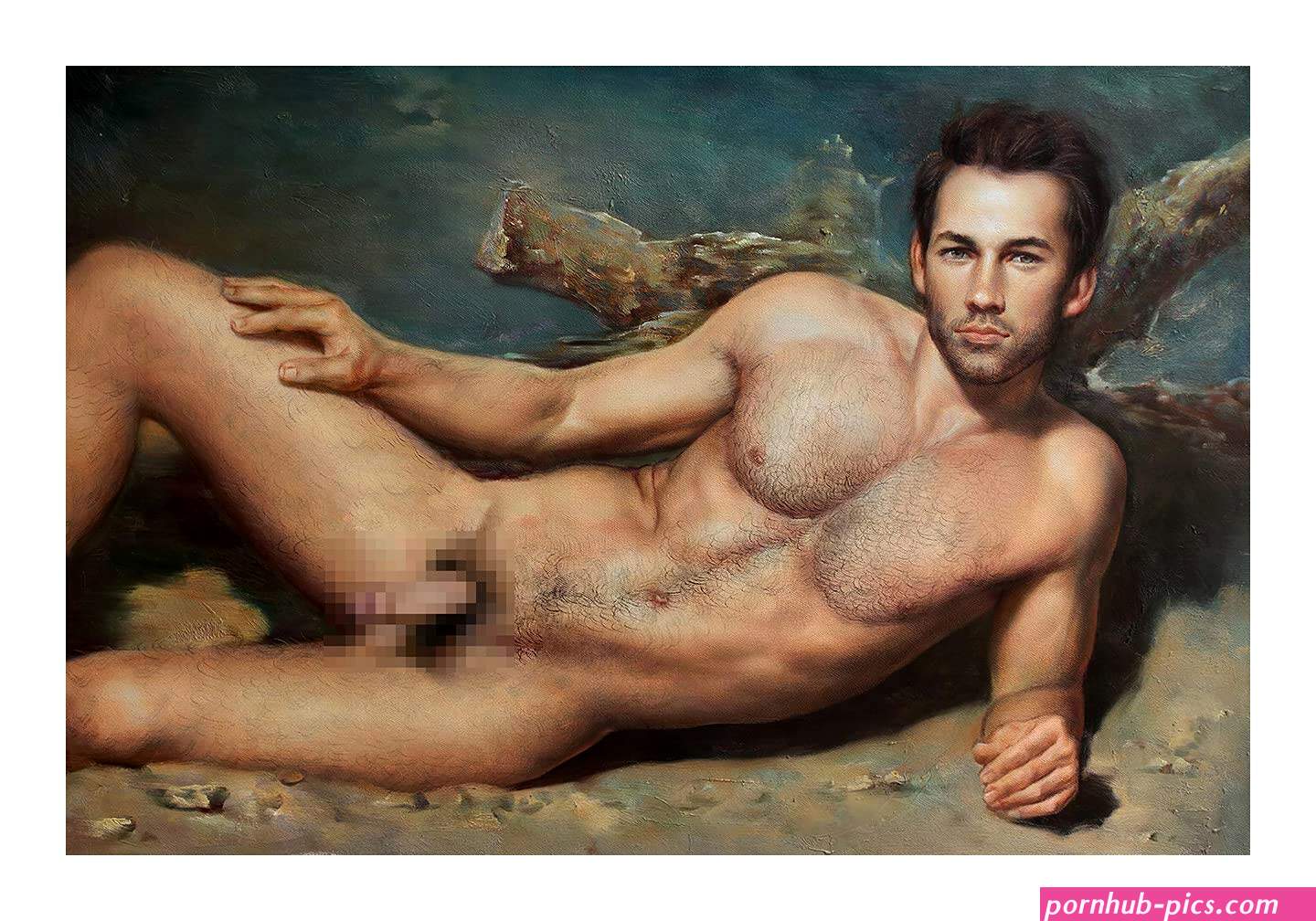 : Pintura al leo moderna de hombres desnudos acostados en los campos impresin sobre lienzo para baño sala de estar dormitorio decoracin del hogar sin marco 16 x 24 pulgadas : Hogar