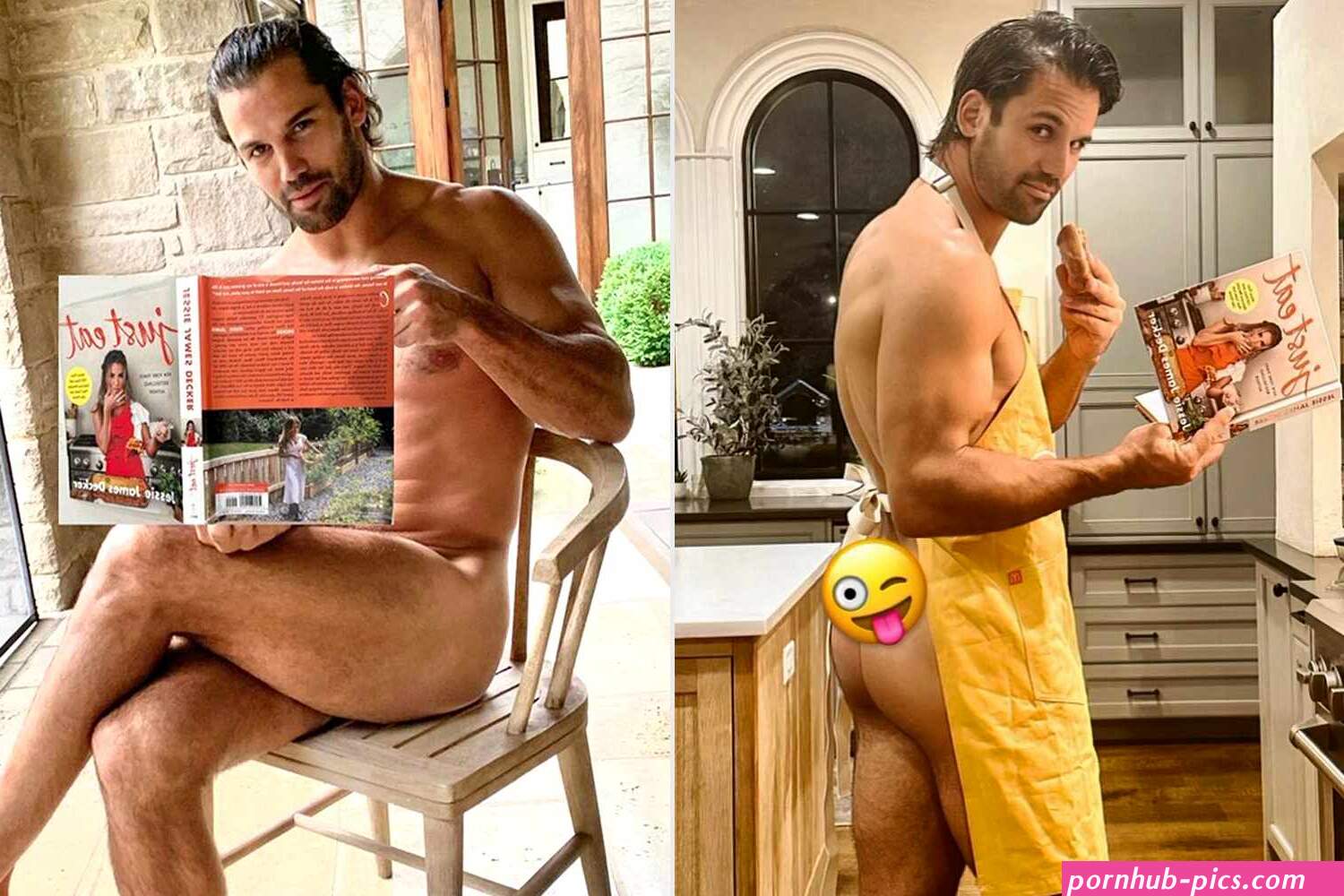 Eric Decker Poses with Jessie James Deckers Cookbook