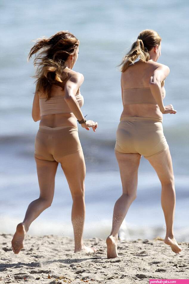 Kate Walsh in nude suit filming Bad Judge scenes