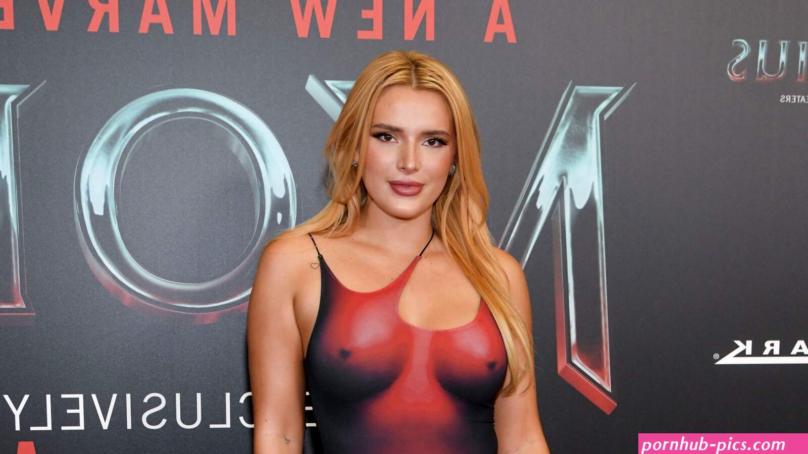 Bella Thorne Steps Out in Naked Dress Optical Illusion Dress