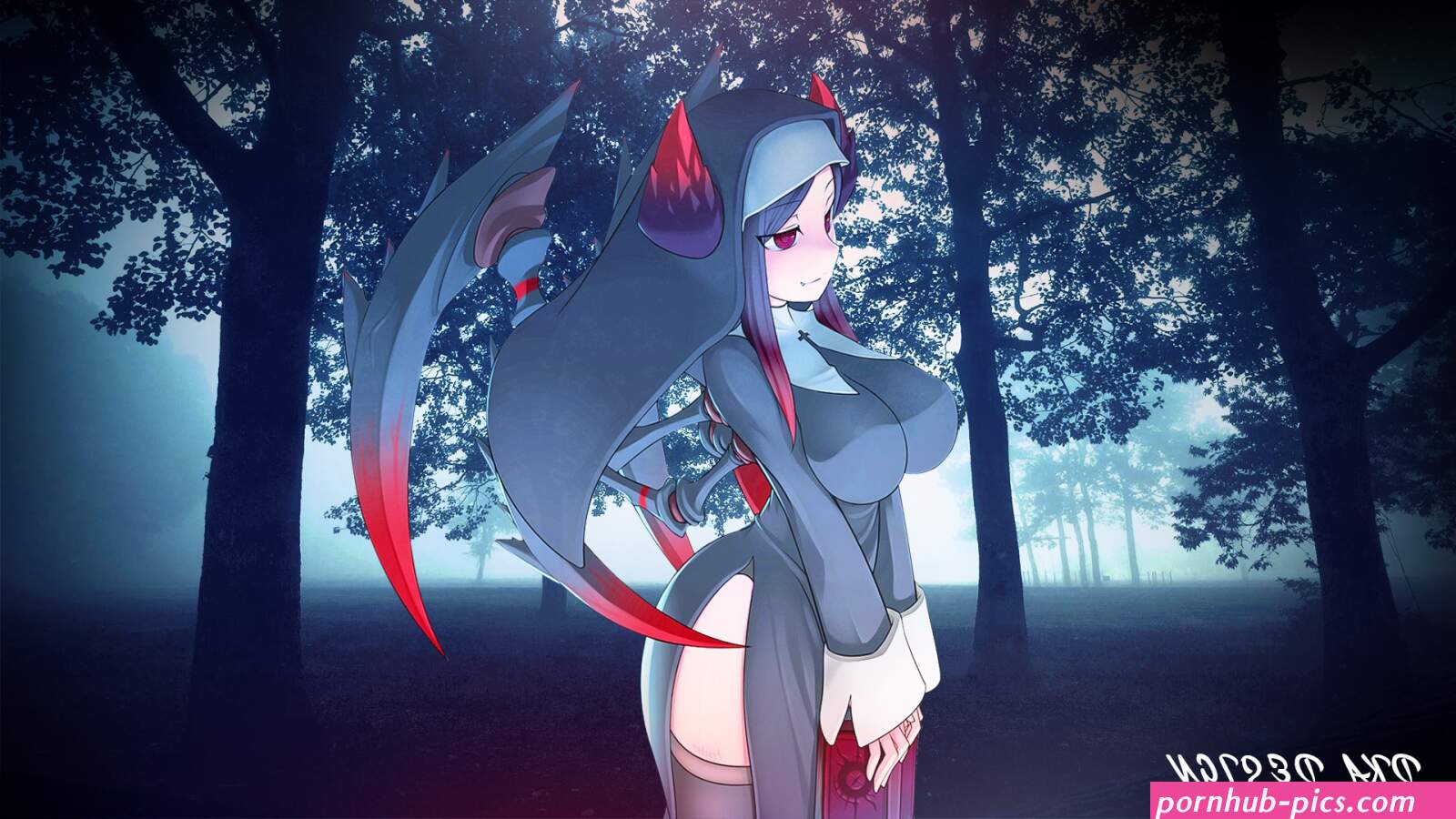 huge breasts anime girls digital art HD Wallpaper
