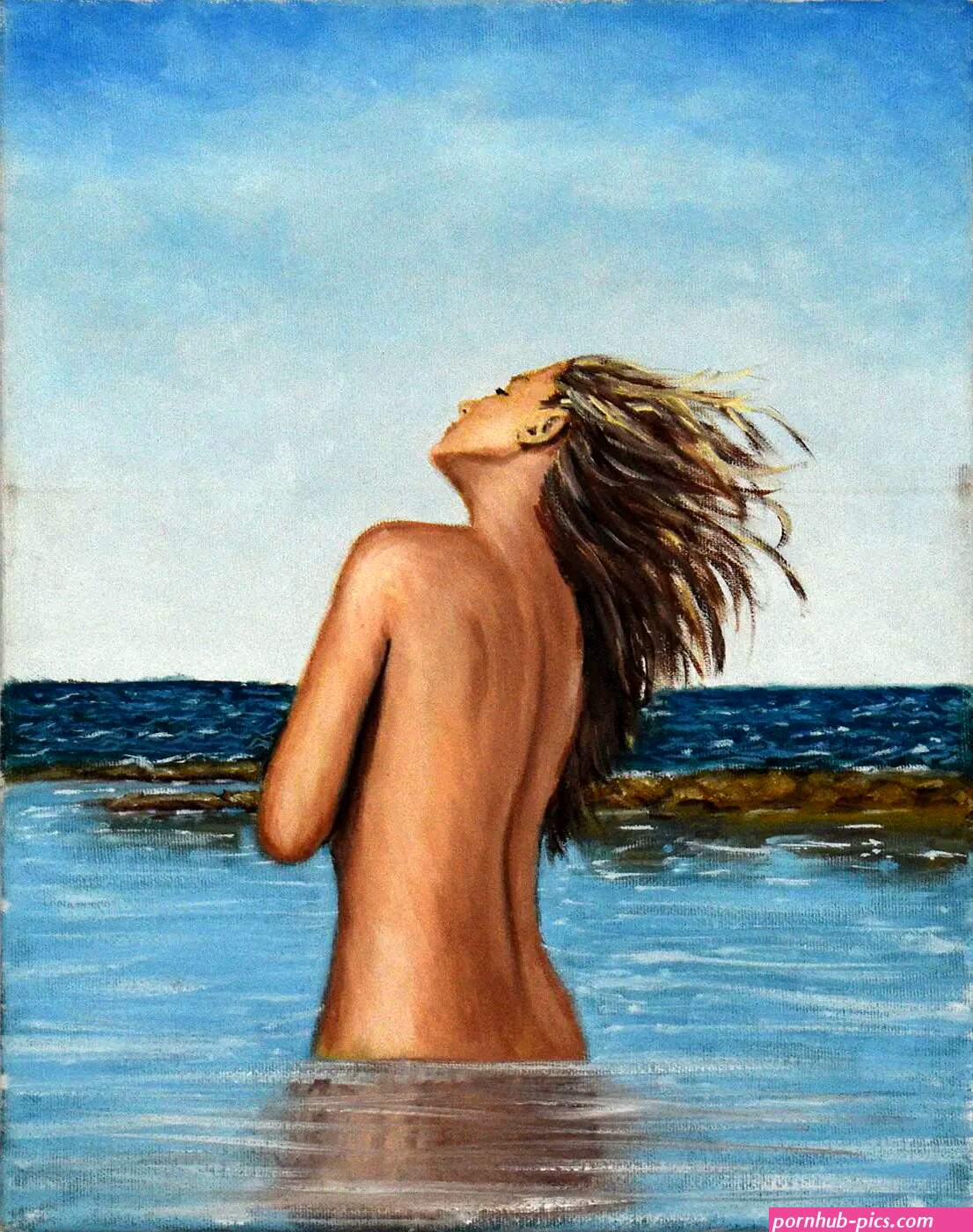 GIRL AT THE BEACH-Natty Pacheco-canadian-artist-female-nude-bathing-sun