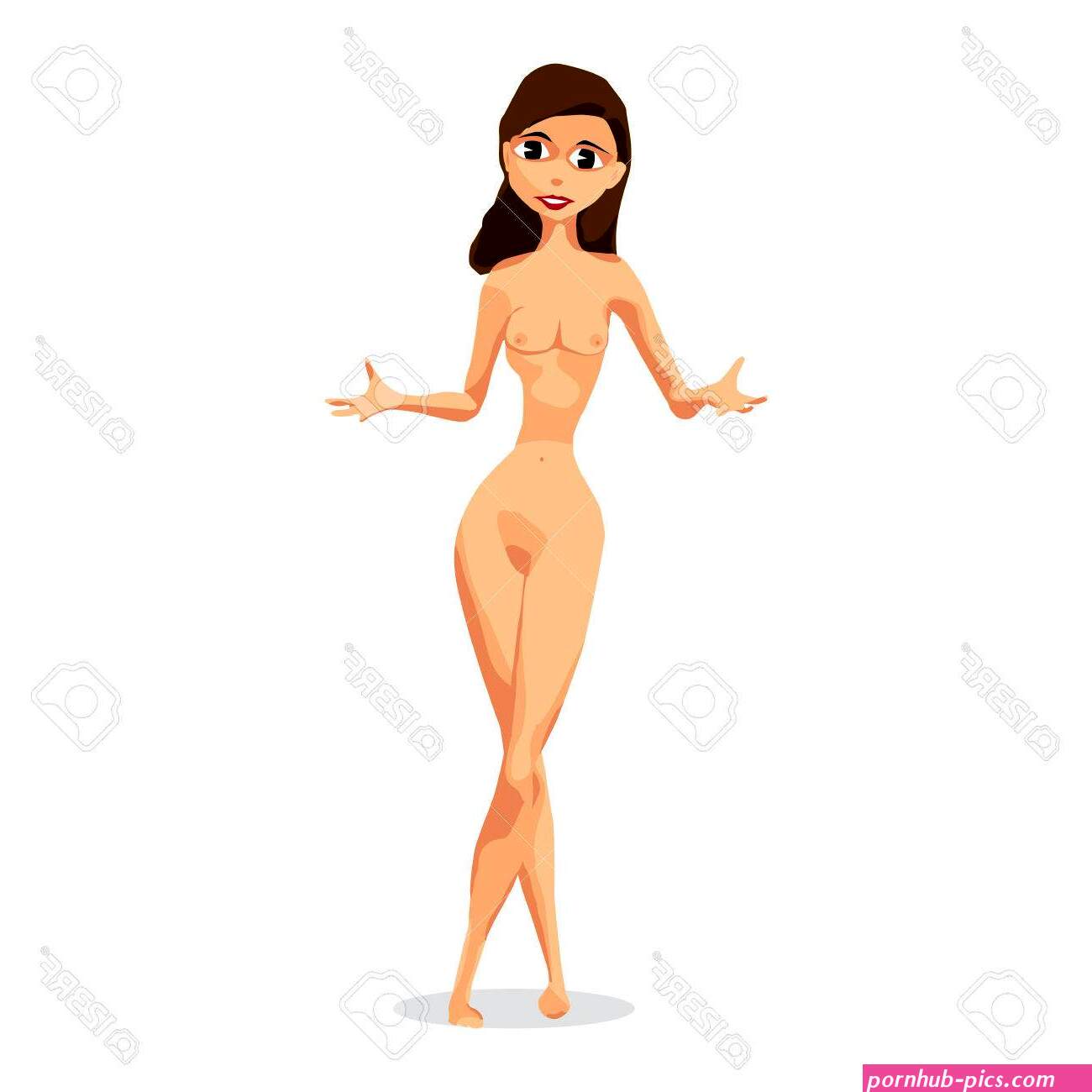 Slender Woman Woman Nudist Is Standing And Spreads His Arms. Isolated Flat Cartoon Illustration. Slim Brunette Woman On The Beach Naked Royalty Free SVG Cliparts Vectors and Stock Illustration. Image 59706520.