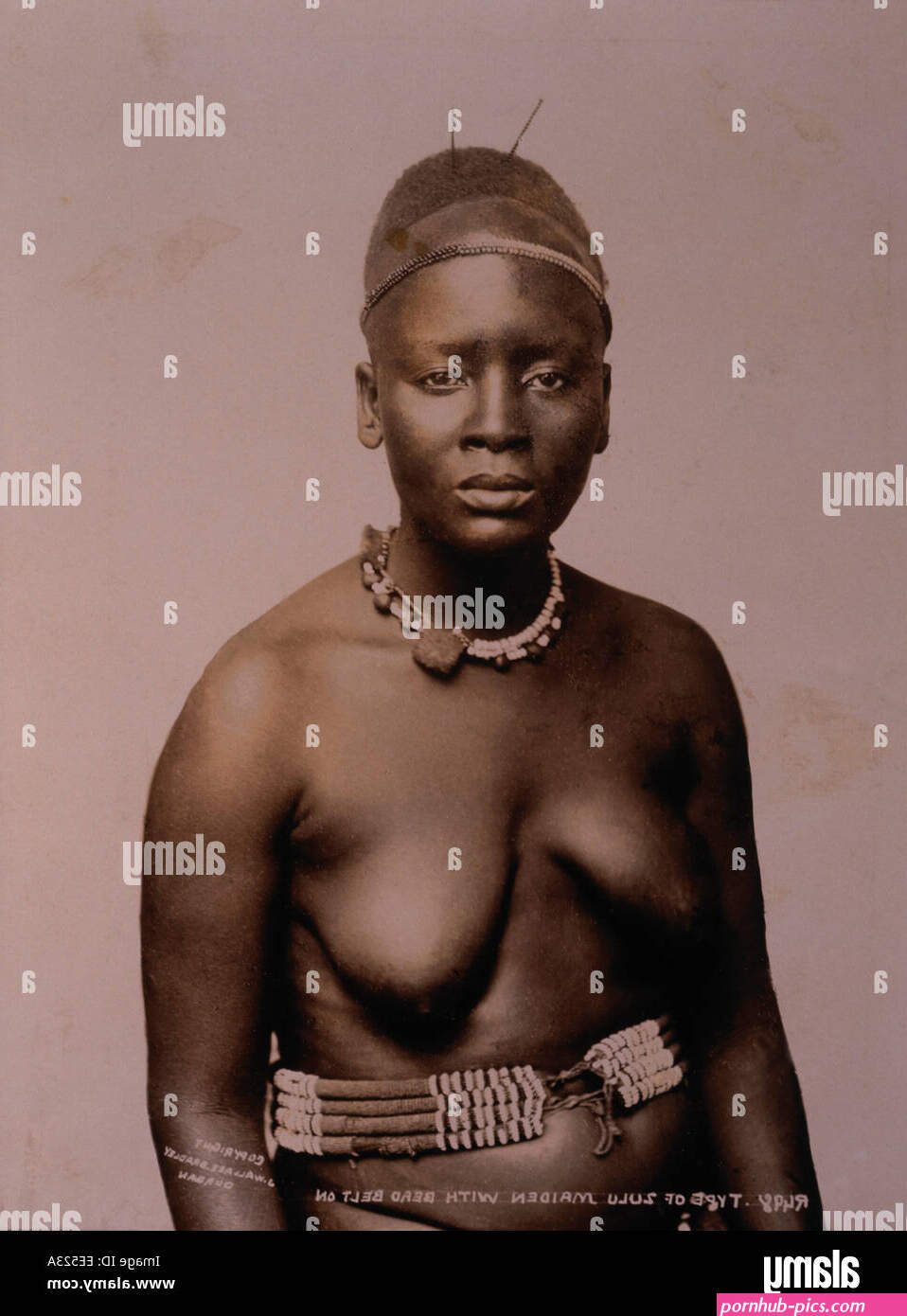 Nude Zulu Woman Portrait South Africa Circa 1890 Stock Photo