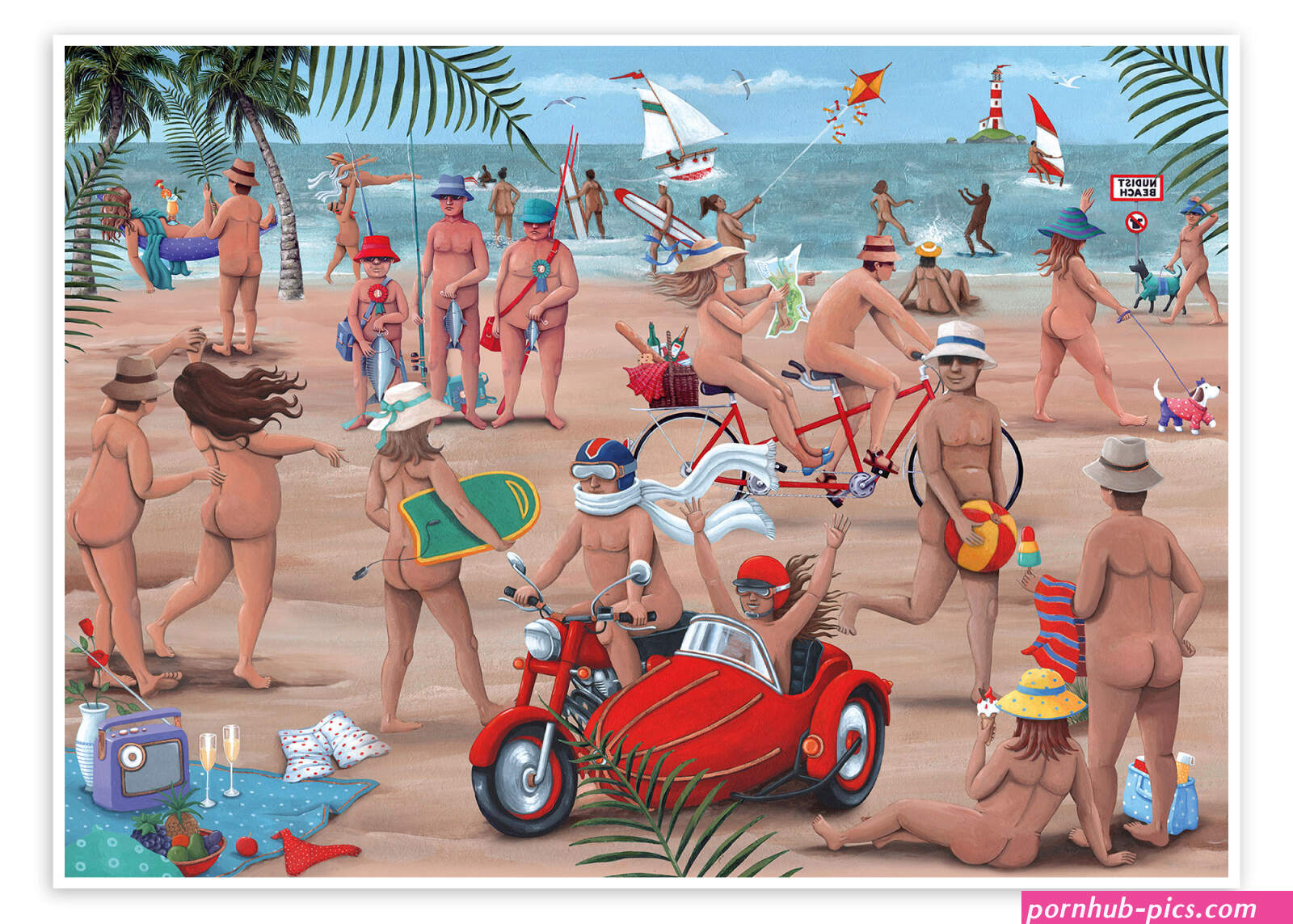 The Nudist Beach print by Peter Adderley