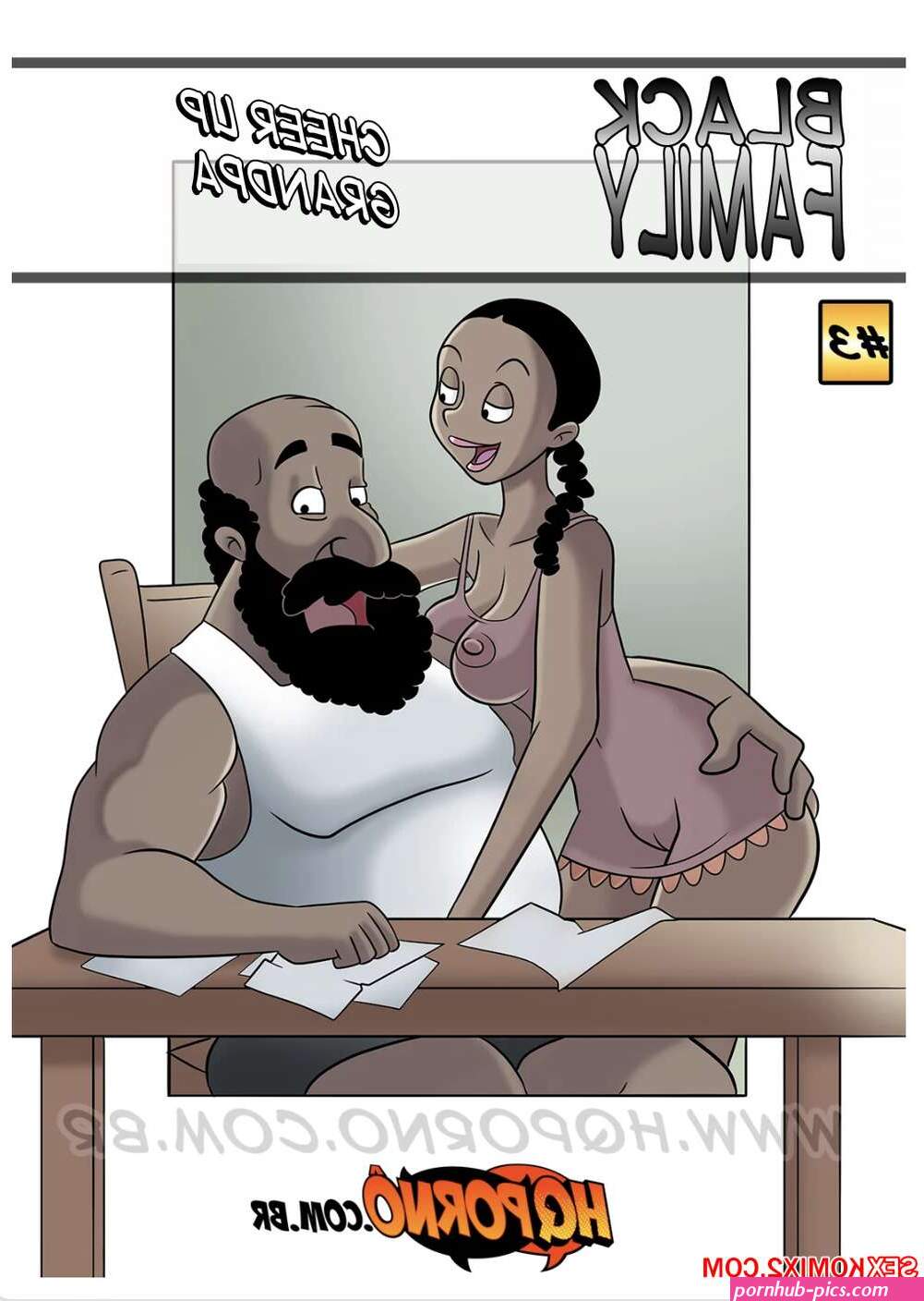 Porn comic Familia Black. Parte 3. Animando o vovo. HQporno Sex comic brought her kids