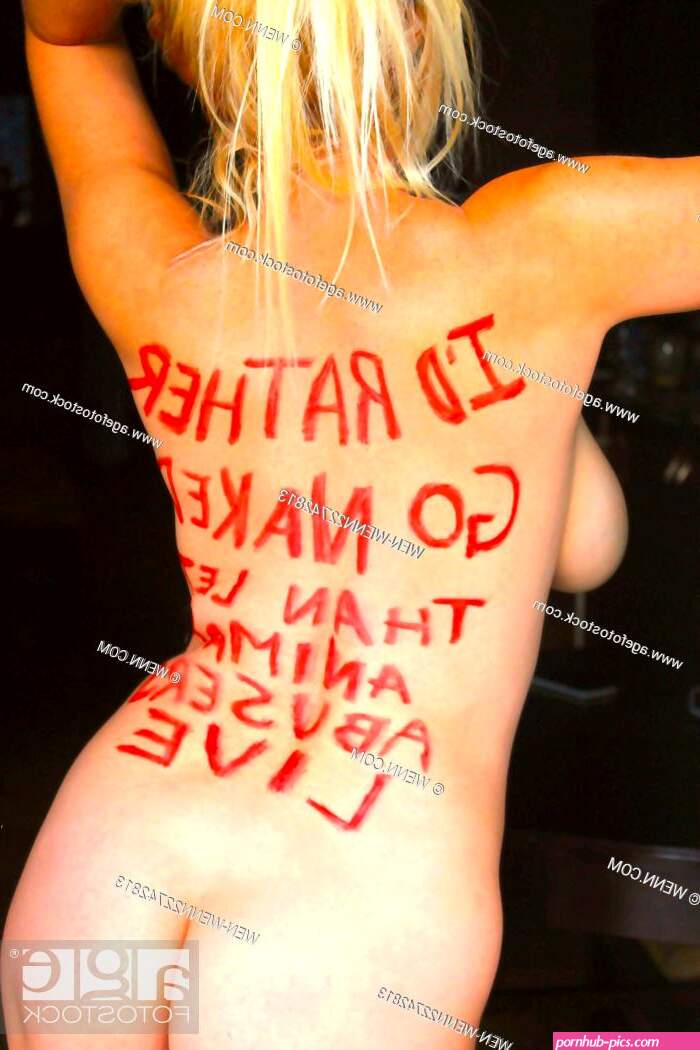 American singer Nadeea Volianova poses nude with the words Id Rather Go Naked Than Let Animal... Stock Photo Picture And Rights Managed Image. Pic. WEN-WENN22742813