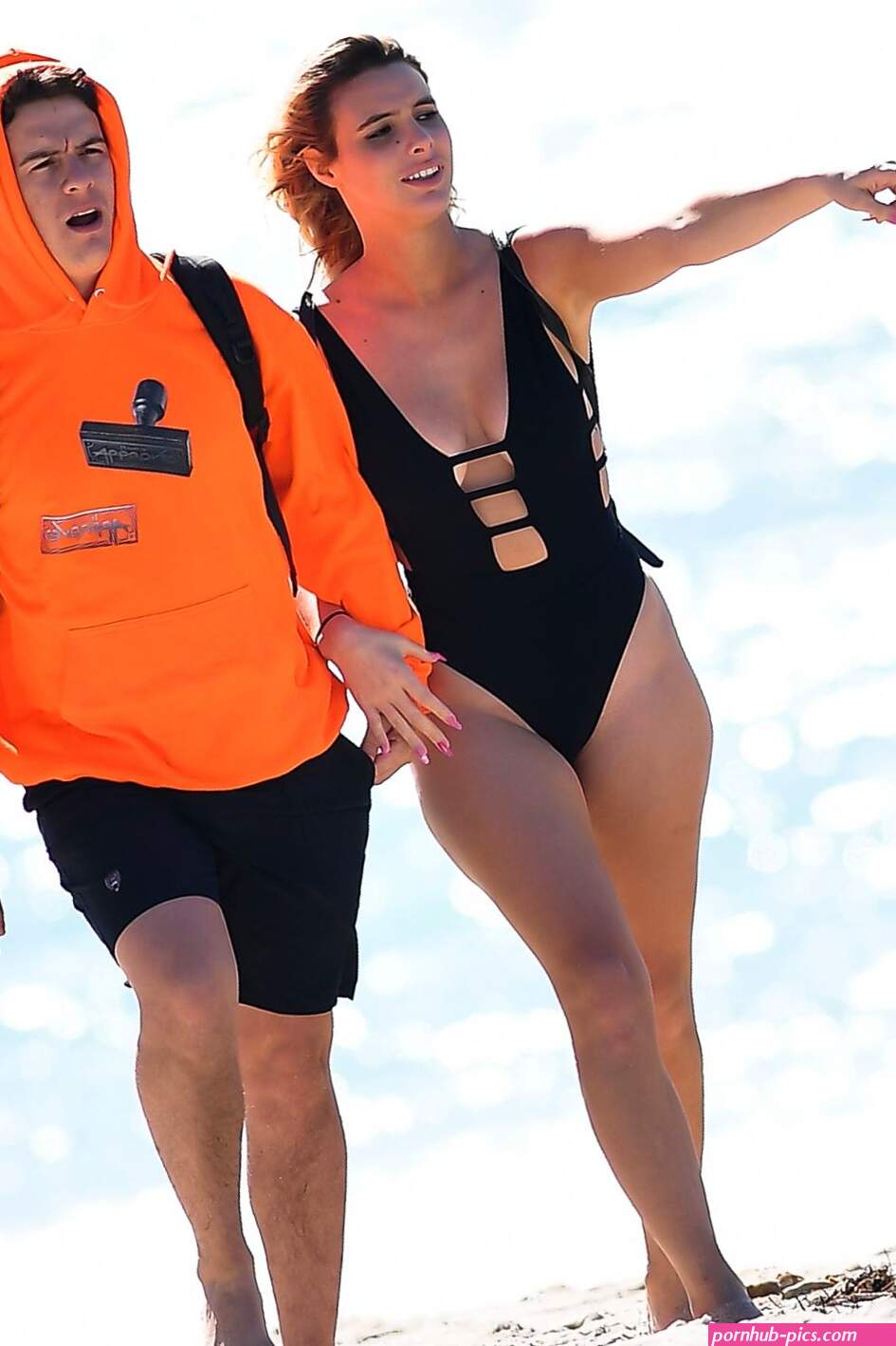 Lele Pons in a Black Swimsuit