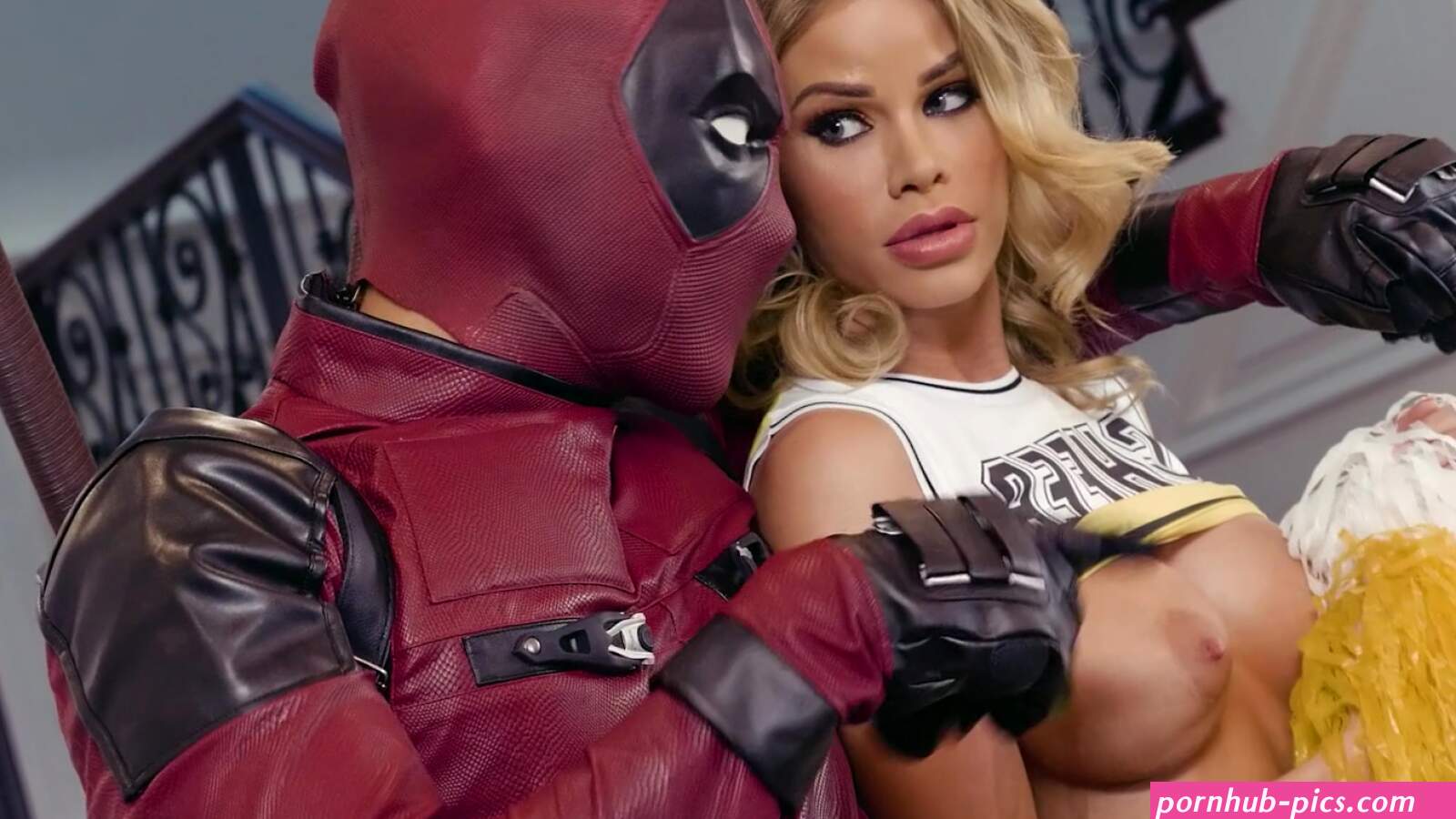 Deadpool wannabe fucks this busty MILF merciless