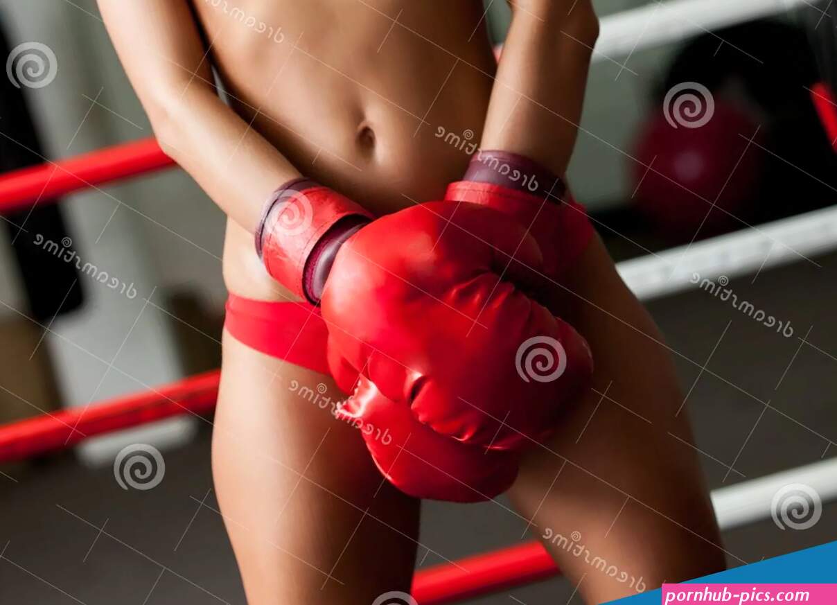 Portrait of Topless Slim Female Boxer Close-up Stock Photo
