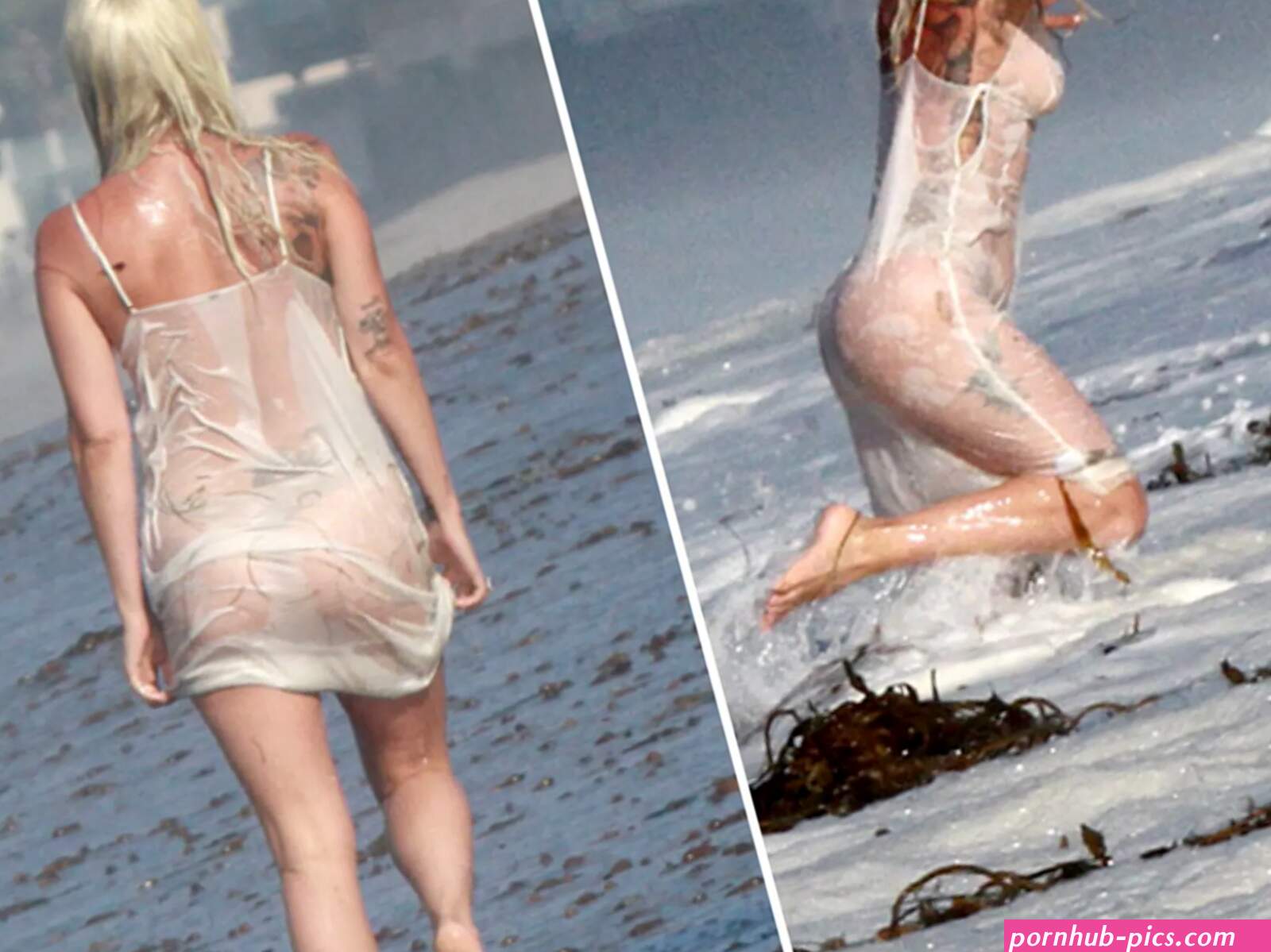Lady Gaga Gets Soaked and Almost Naked for Malibu Photo Shoot