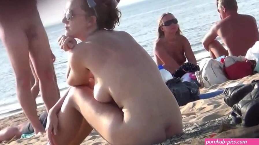 Crowded nudist beach series