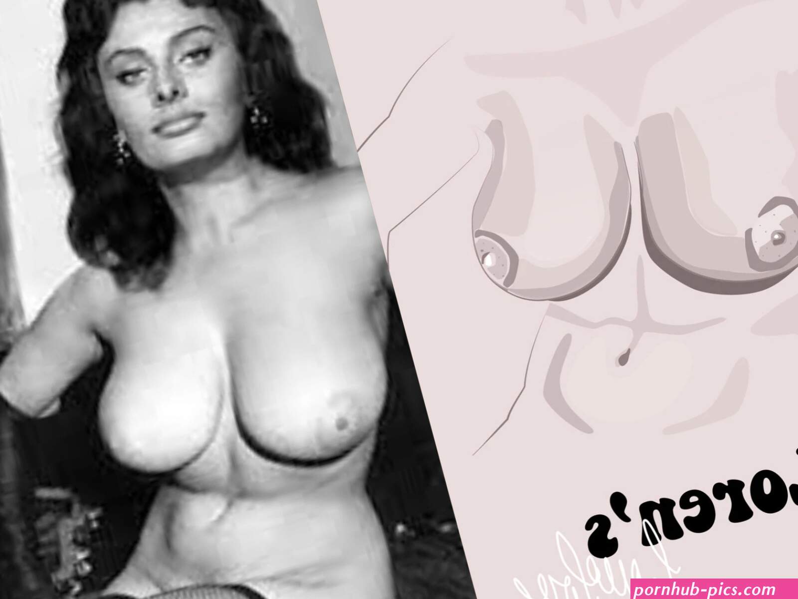Sofia Loren Boobs Print Nude Line Drawing Celebrity Nudes Feminist Wall Art Boobs Body Positive Erotic Wall Art Nude Wall Art