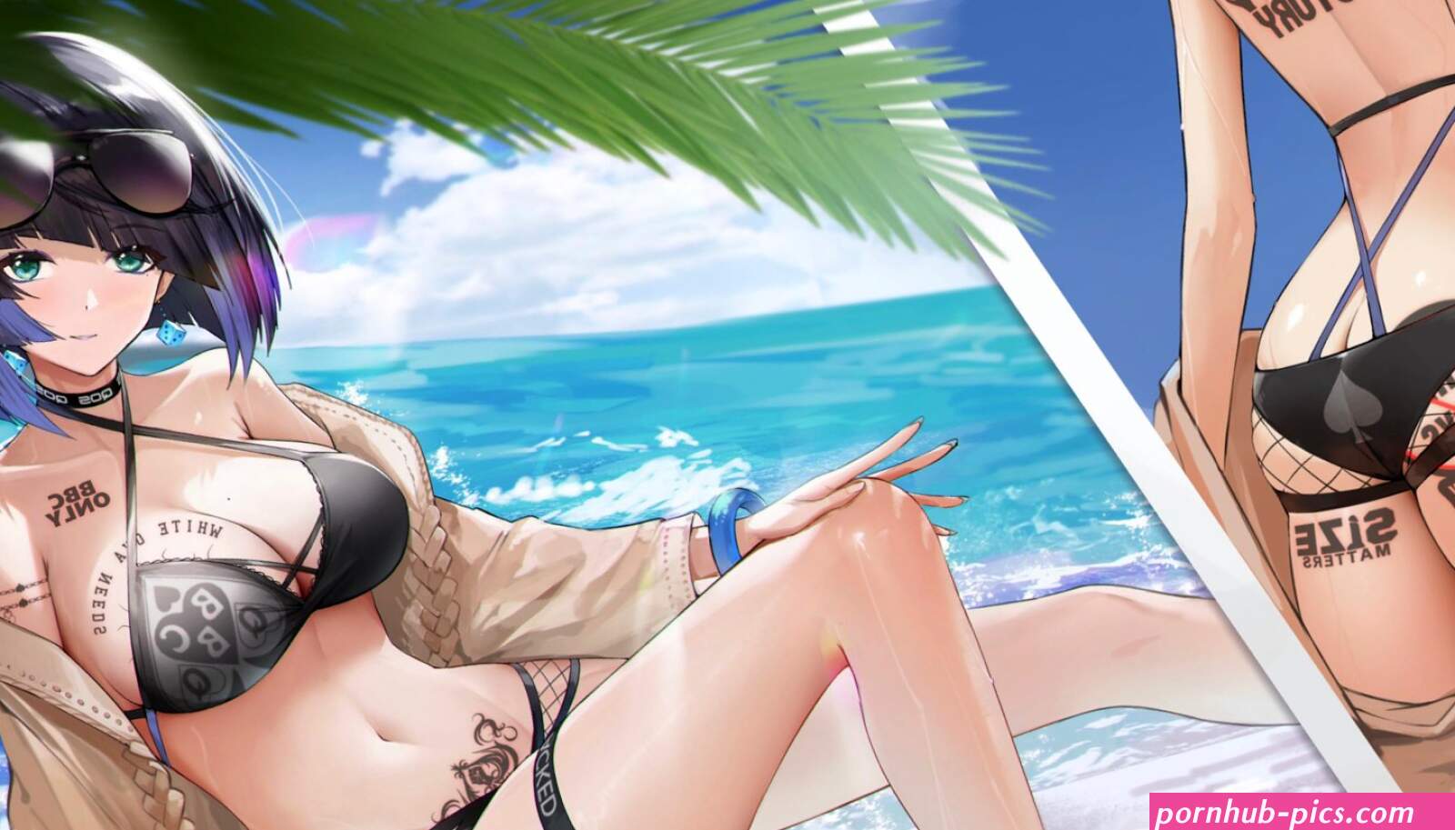 sable. X: Your waifu Yelan showing off her new bikini and tattoos at the beach blacked blackededit blackedwaifu snowbunny QOS NTR BBC
