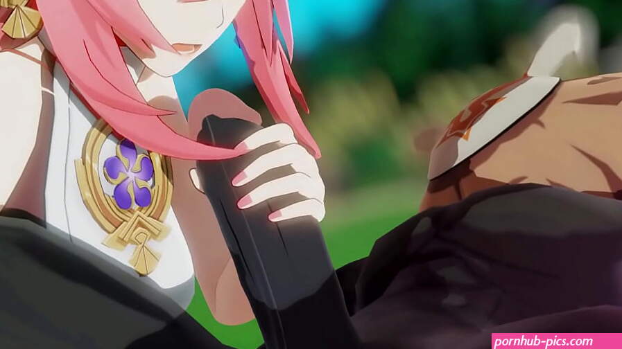 Genshin Impact Yae Miko sucks and fucks a Hilichurl