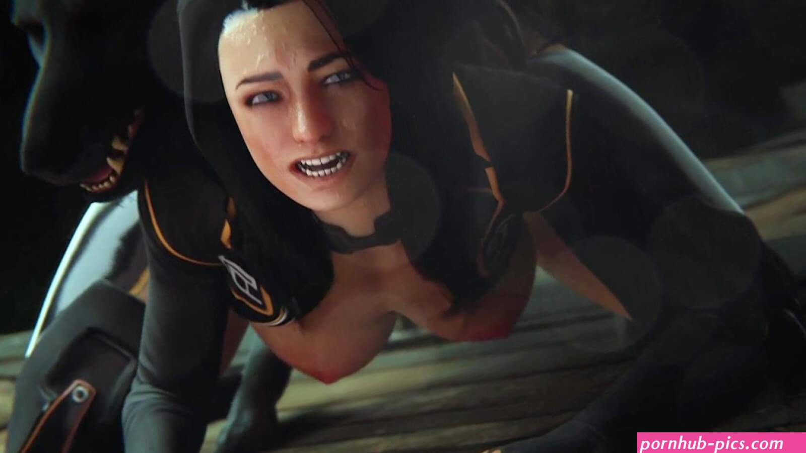 The dog fucks and impregnates the MILF Miranda Lawson! 3D porn Mass Effect