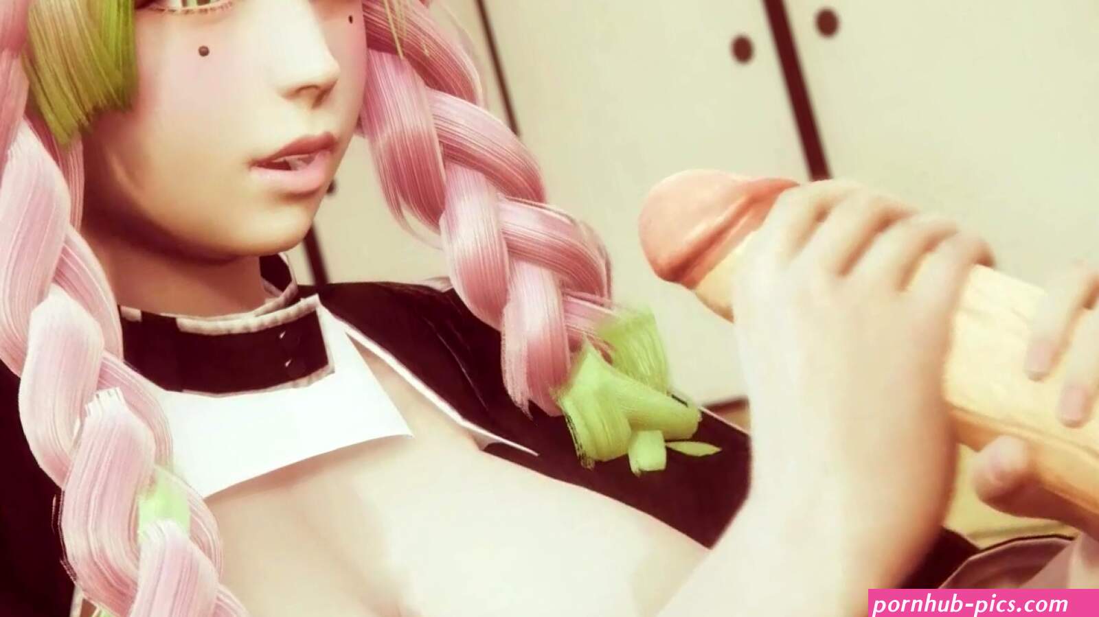 3D Porn Anime: Sexy Busty Mitsuri Kanroji Demon Killer Performs Handjob BJ Rides a Big Cock