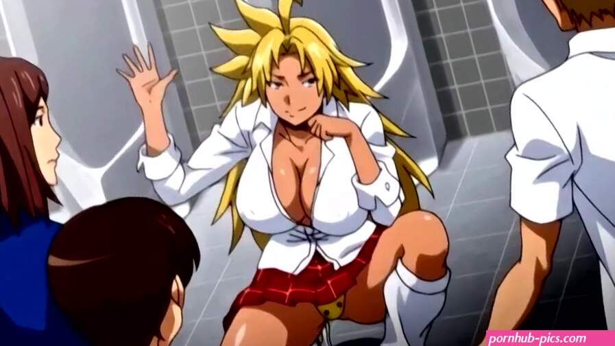 Gangbang for Horny blonde schoolgirl with giant tits in Hentai video