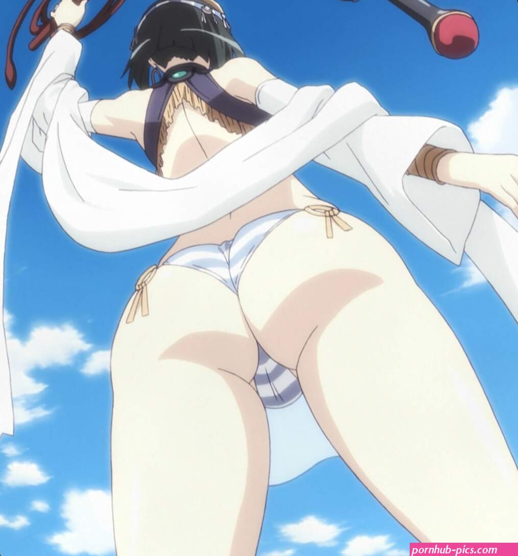 menace queen039s blade queen039s blade screencap highres third-party edit 1girl ancient egyptian clothes ass black hair blue eyes breasts cameltoe curvy day huge ass lips panties revealing clothes ryona short hair standing