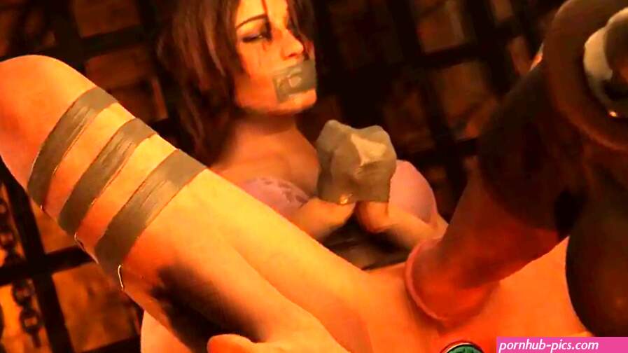 Lara Croft fucked by Horse Dildo