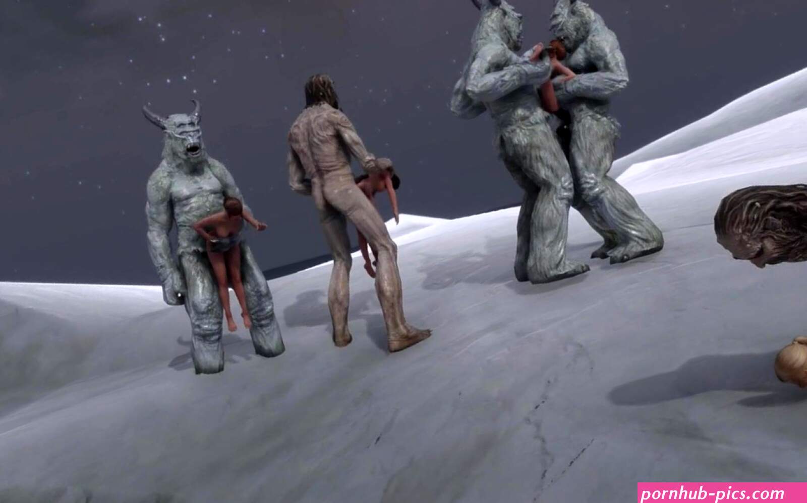 Giant monsters from Skyrim rape and tear pussy defenseless girls