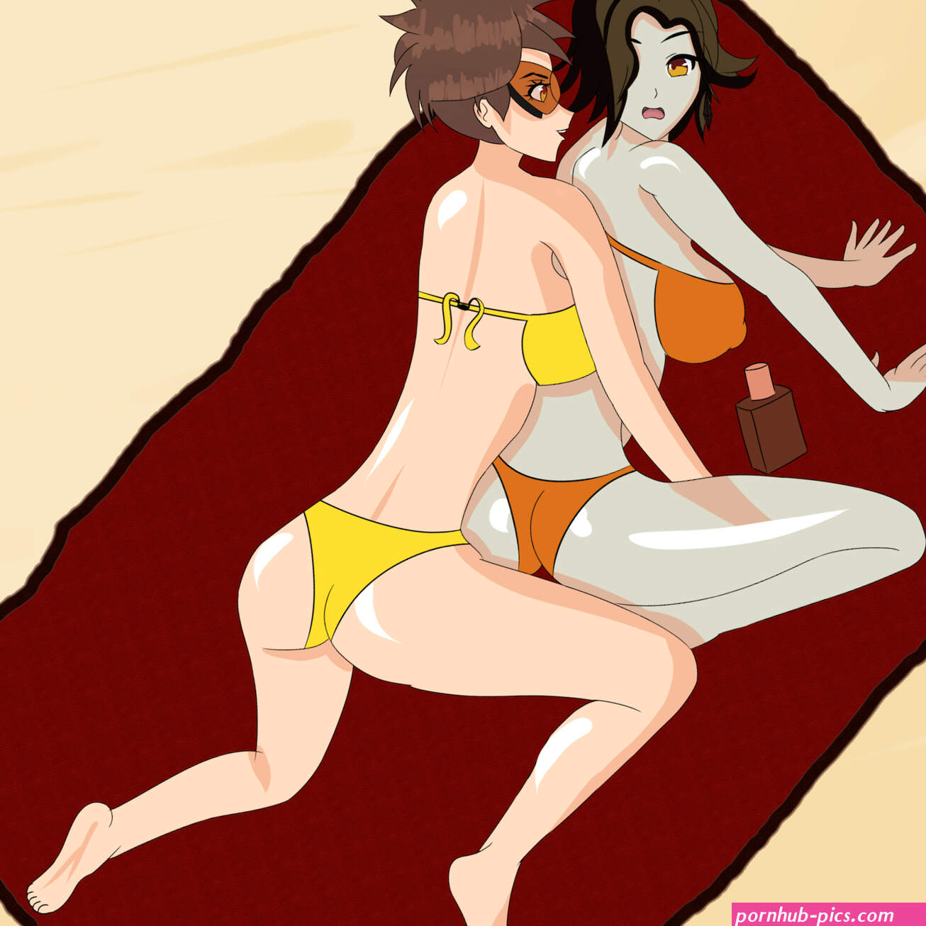 Cinder Falls to Her Towel Suntan Lotioned: Extinguished by Tracer! A by AnoneySnufftan