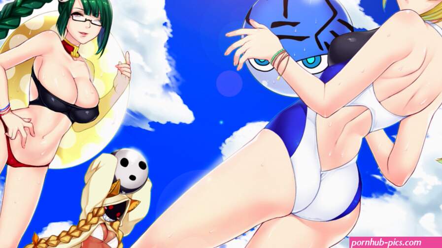 arakune ass ball bikini blazblue breasts cleavage litchi faye ling mu-12 noel vermillion swimsuit taokaka water wet