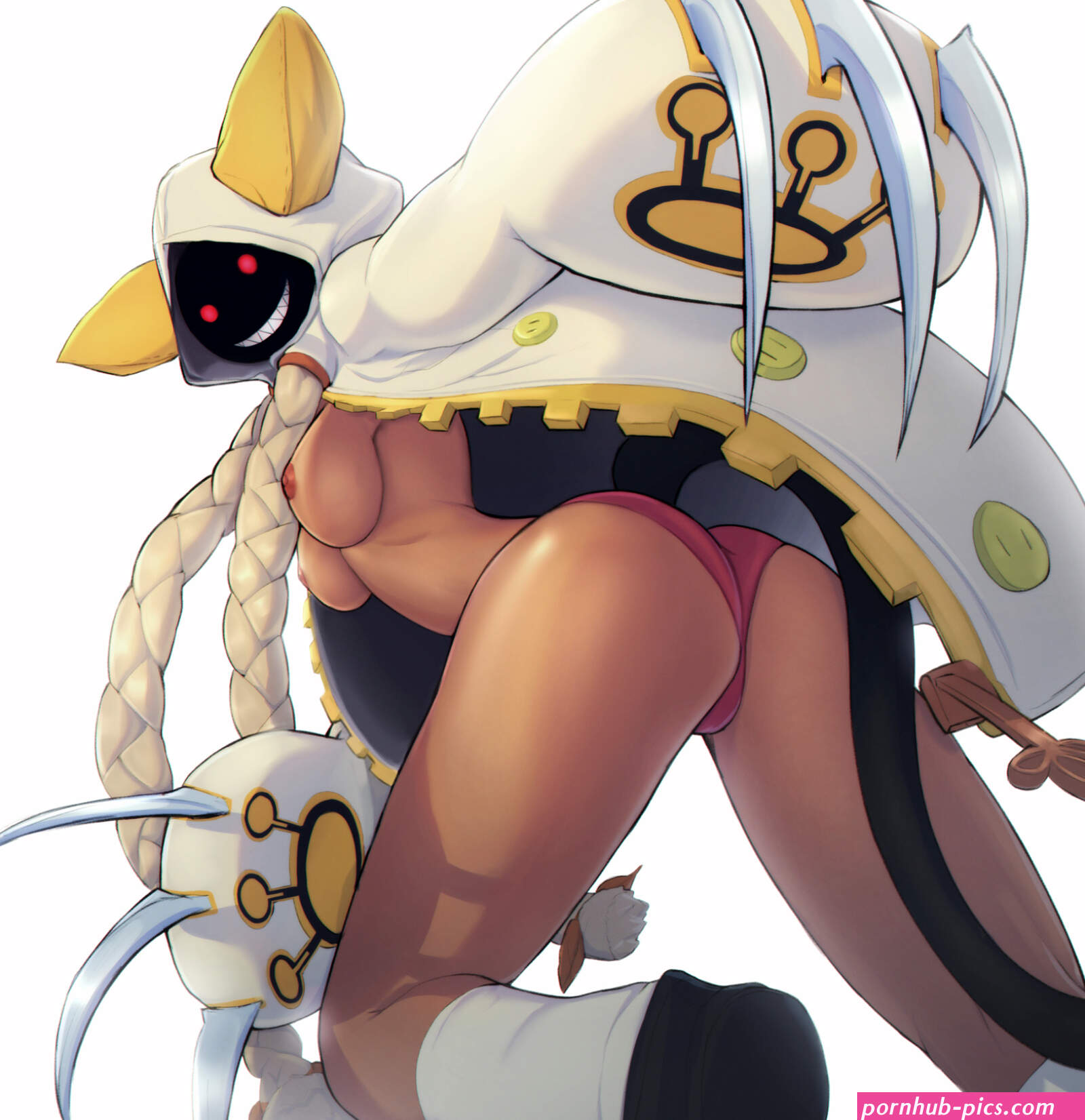 yorzis blazblue blazblue: calamity trigger blazblue: chronophantasma blazblue: continuum shift taokaka animal ears ass breasts nekomimi nipples no bra open shirt pantsu tail