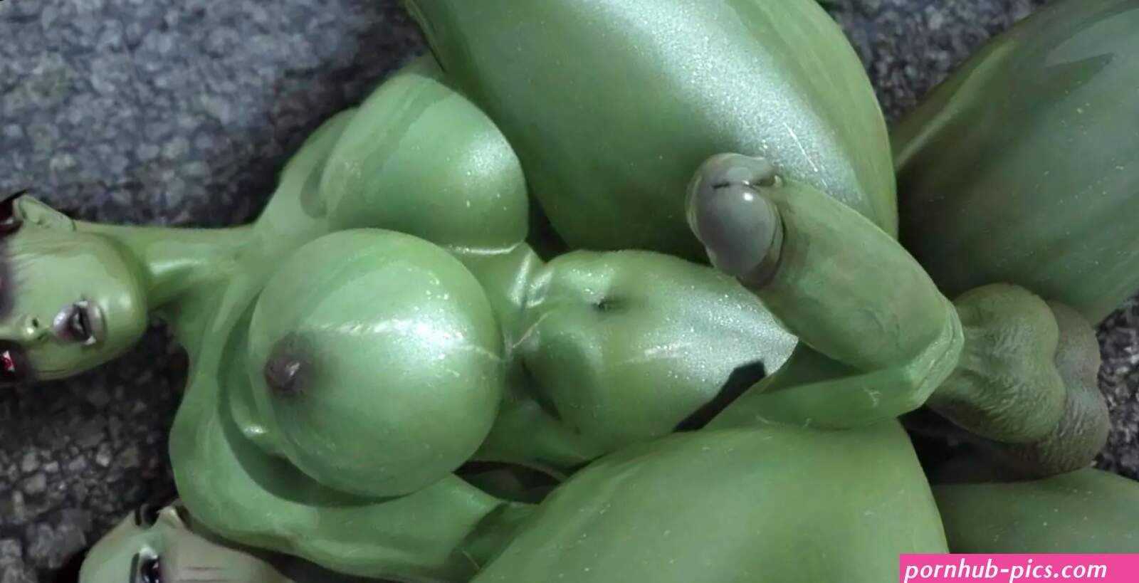 Two futanari orc sisters fuck each other with their big cocks