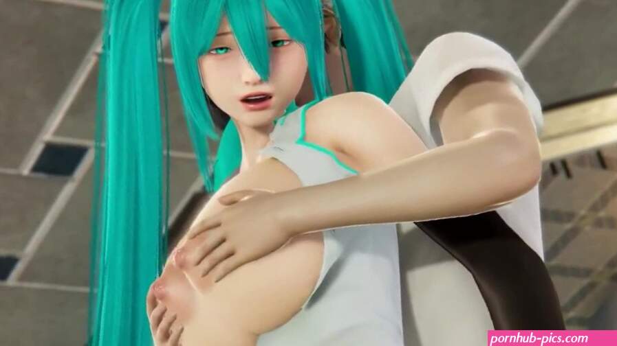 Miku gets her boobs massaged her ass licking and a big dildo in her pussy.