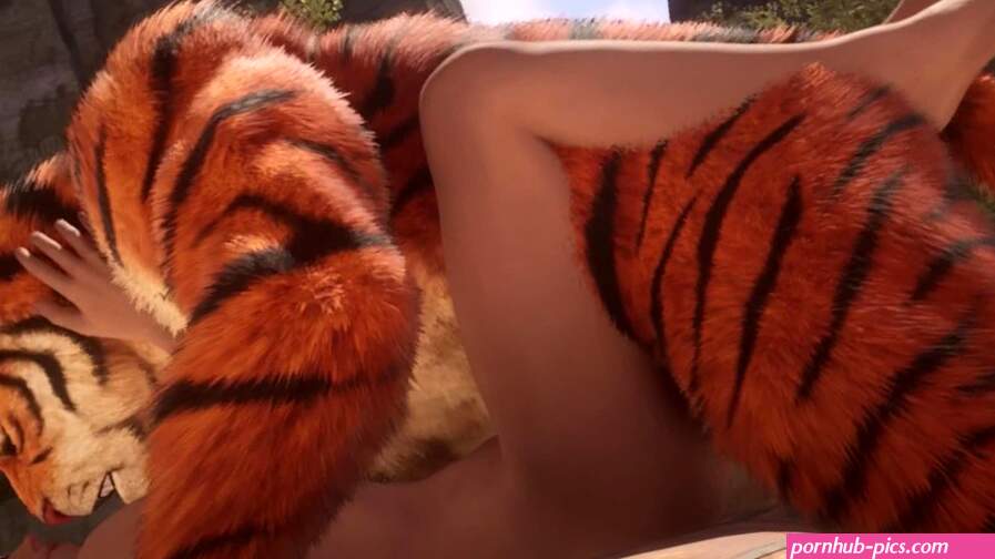 Big Tiger Cums Inside Twink Boy w Creampie Furry Gay Sex
