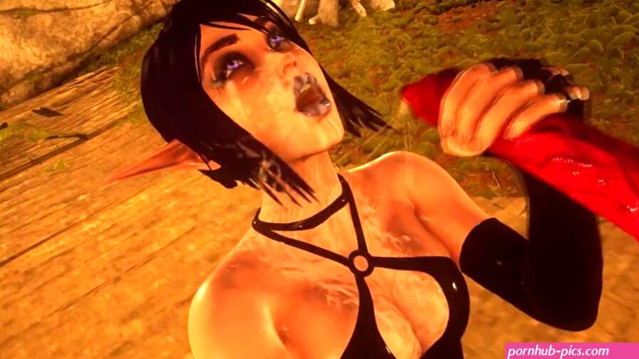 Elf stumbled upon a camp in the forest where she was fucked by a werewolf