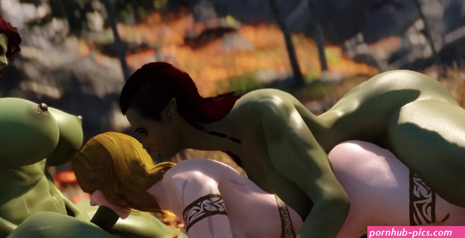 Muscular futanari orcs fuck Juicy Curvy Warrior