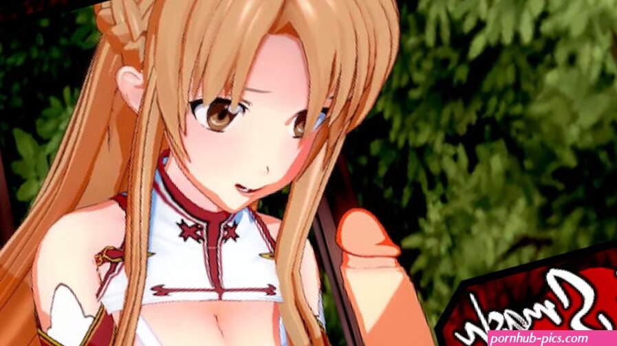 Asuna swallows Kiritos load before riding his face