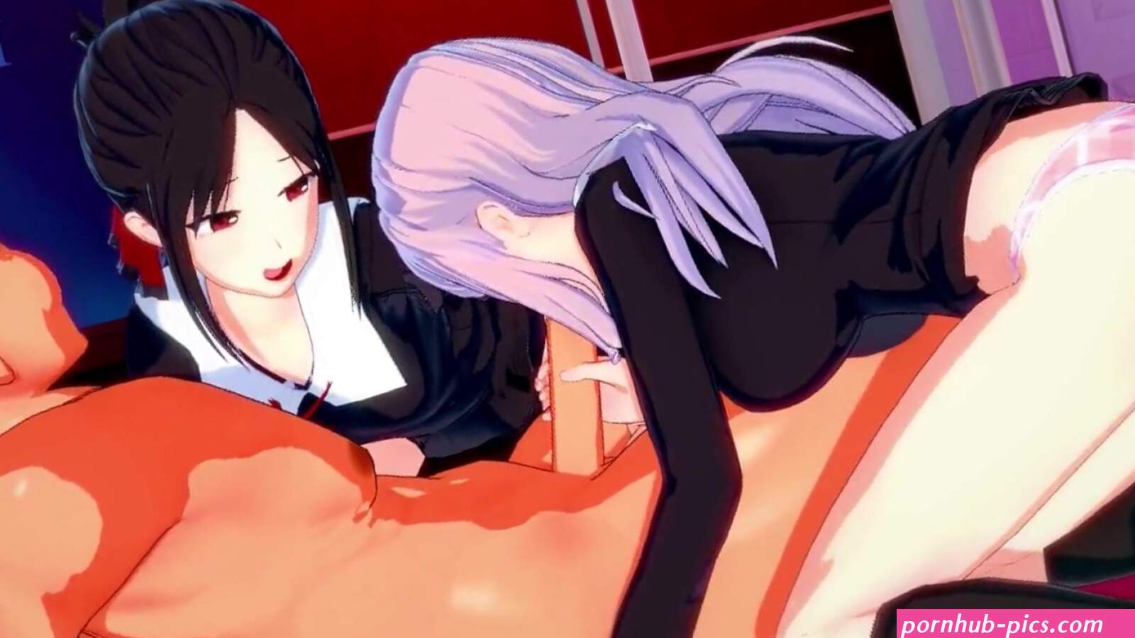 Kaguya Shinomiya And Chika Fujiwara Have 3P Sex With An Old Man