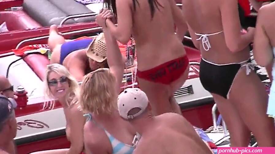 Damsels In Bathing Suits And Without Bra In Public Soiree Cove