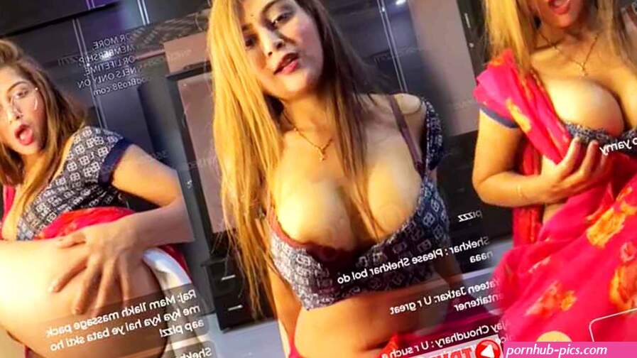 Hiral Radadiya Nude Red Saree Hot Live Video